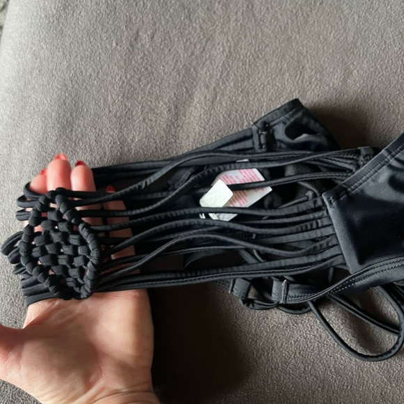 Y2K Xhilaration Black Strappy Women's Bralette Bikini Swim Top D / DD XL Target - Picture 5 of 6